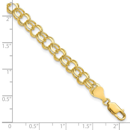 10K Gelbgold Massiv Doppelt Glieder Charm Armband