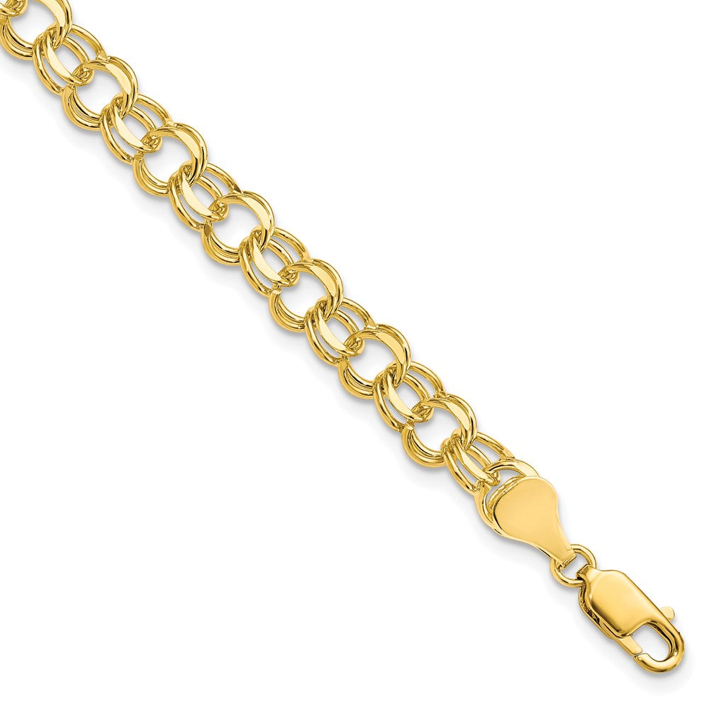 10K Gelbgold Massiv Doppelt Glieder Charm Armband