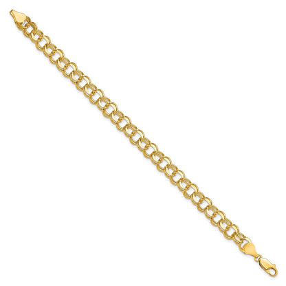 10K Gelbgold Massiv Doppelt Glieder Charm Armband