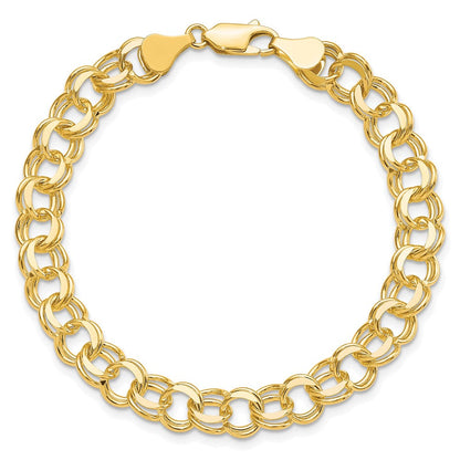 10K Gelbgold Massiv Doppelt Glieder Charm Armband