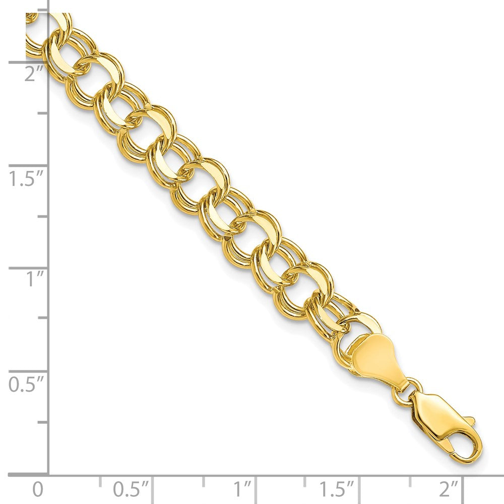 10K Gelbgold Massiv Doppelt Glieder Charm Armband