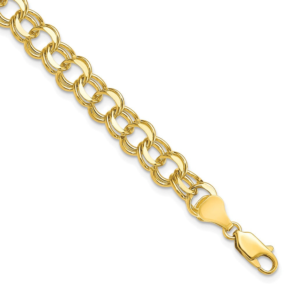 10K Gelbgold Massiv Doppelt Glieder Charm Armband