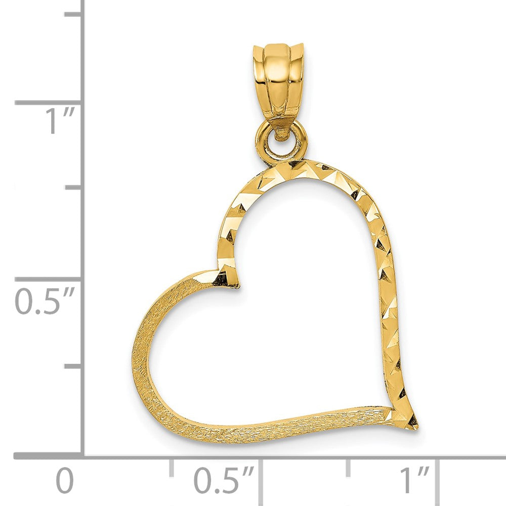 10K Gelbgold 10K Satiniert Diamantiert Crooked Herz Anhänger