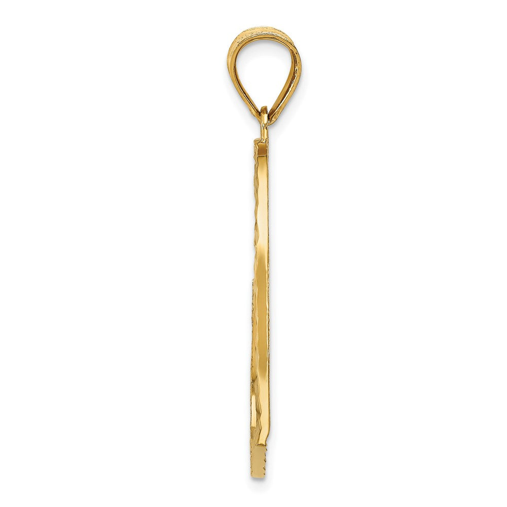 10K Gelbgold 10K Satiniert Diamantiert Crooked Herz Anhänger