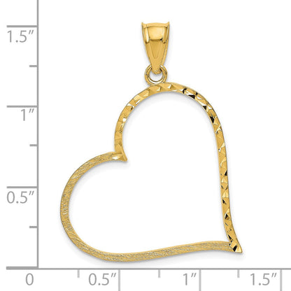 10K Gelbgold 10K Satiniert Diamantiert Crooked Herz Anhänger