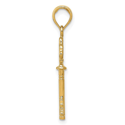 10K Gelbgold Poliert 3-d Herzen Key Charm