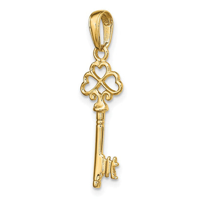 10K Gelbgold Poliert 3-d Herzen Key Charm