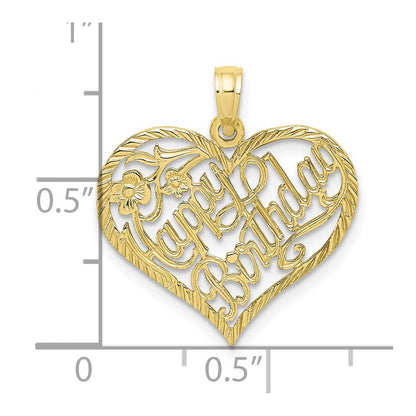 10K Gelbgold 10K Massiv Talking Happy Geburtstag Herz Anhänger