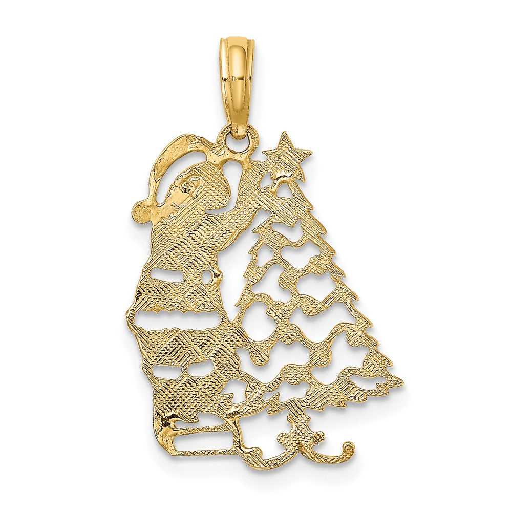 10K Gelbgold 10K Poliert Weihnachten Baum und Santa Anhänger
