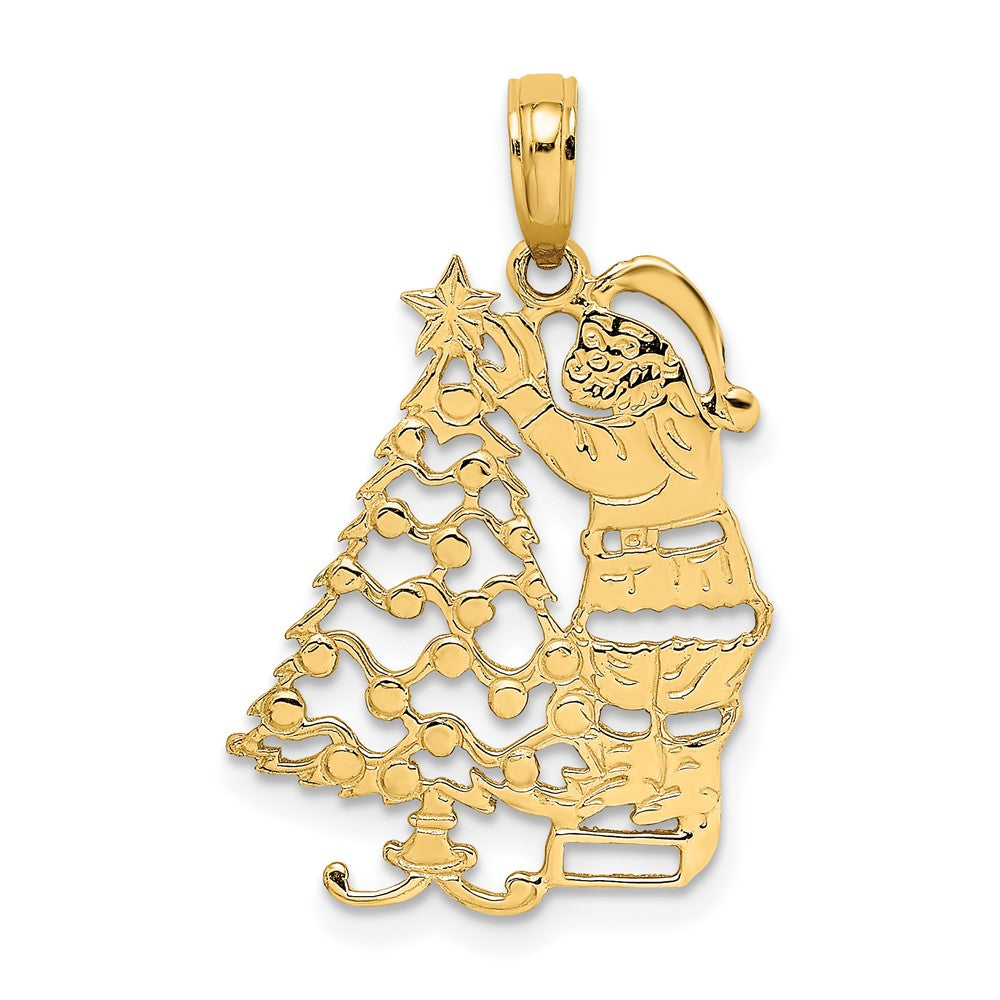 10K Gelbgold 10K Poliert Weihnachten Baum und Santa Anhänger