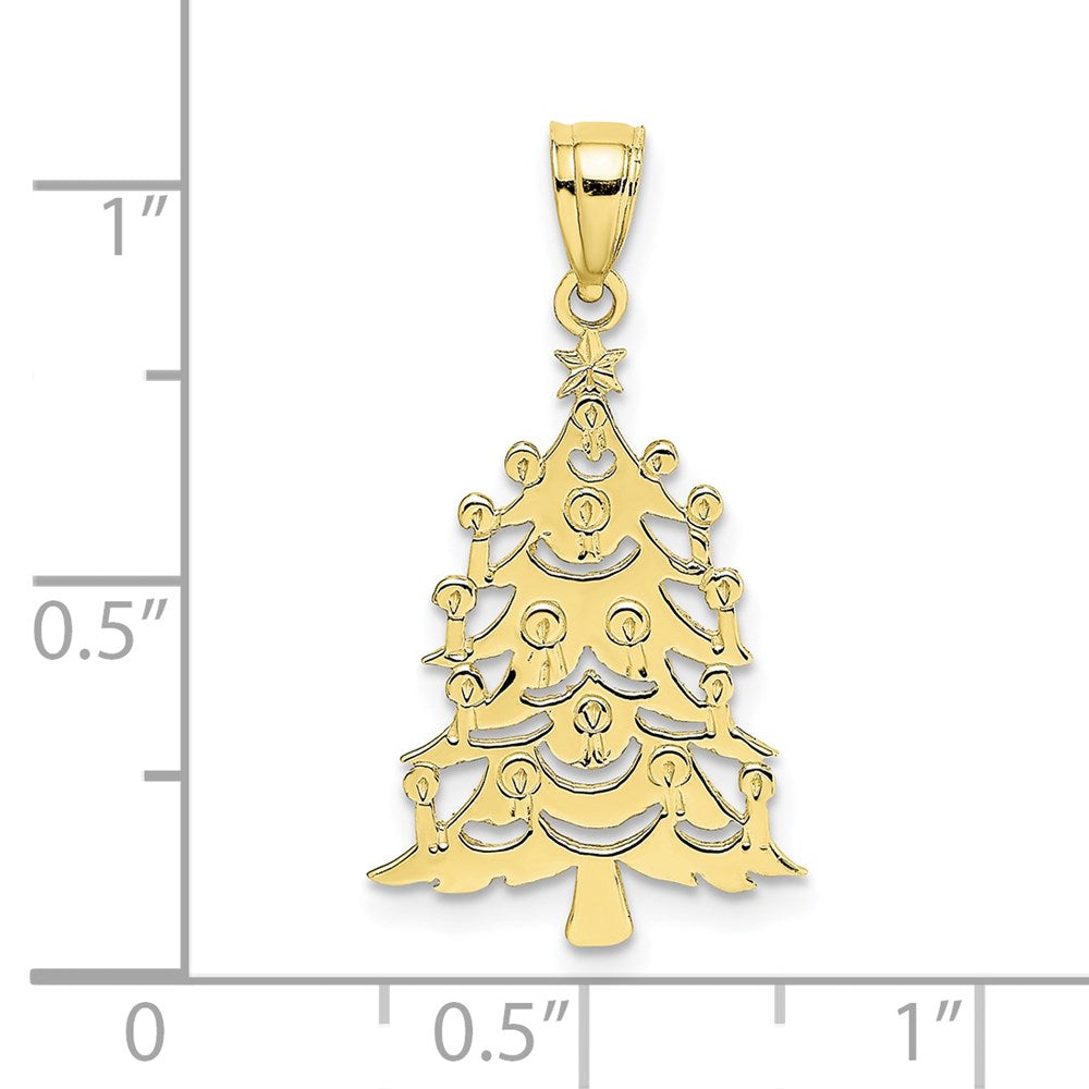 10K Gelbgold 10K Poliert Weihnachten Baum Anhänger
