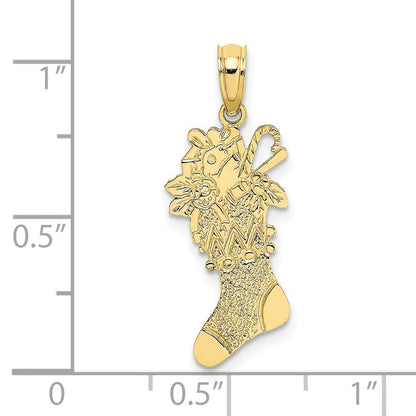 10K Gelbgold 10K Poliert Weihnachten Stocking Anhänger