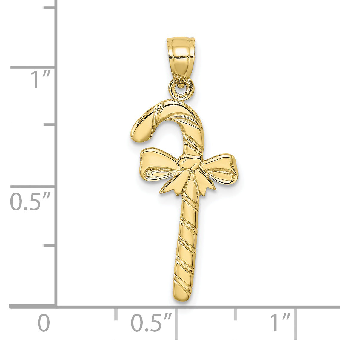 10K Gelbgold 10K Massiv Poliert Candy Cane Anhänger