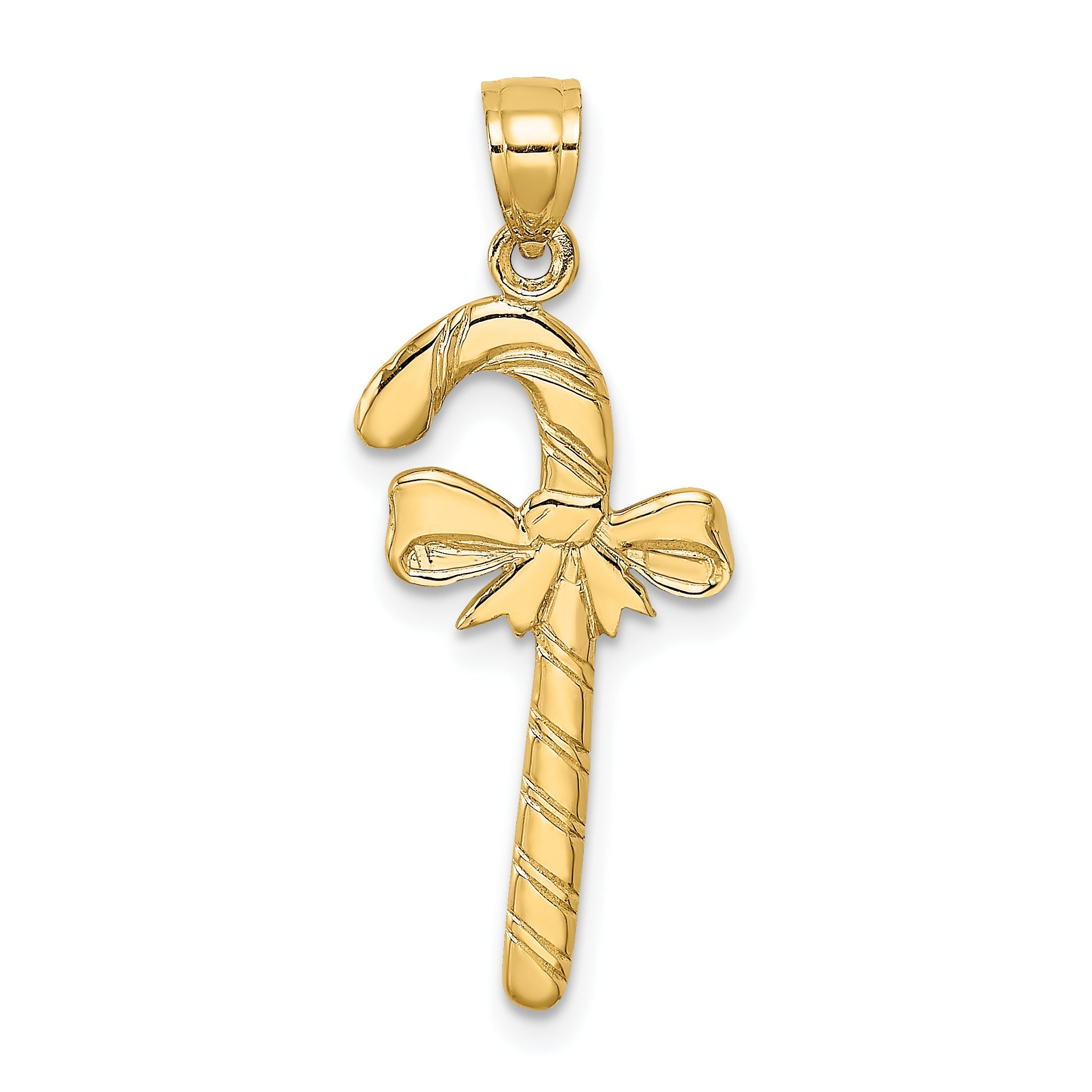 10K Gelbgold 10K Massiv Poliert Candy Cane Anhänger