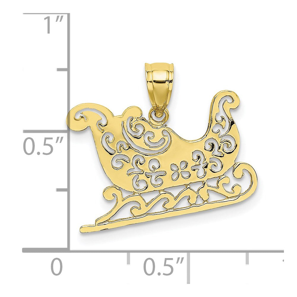 10K Gelbgold 10K Poliert Sleigh Anhänger