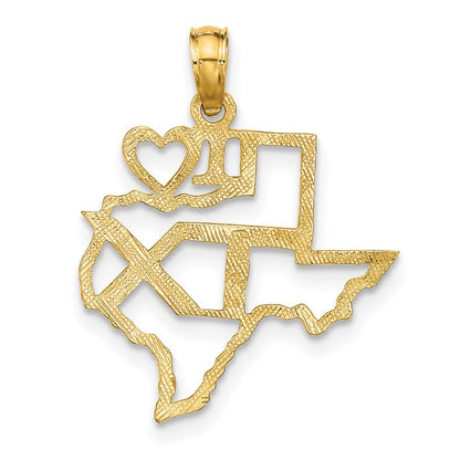 10K Gelbgold 10K Massiv Texas State Anhänger