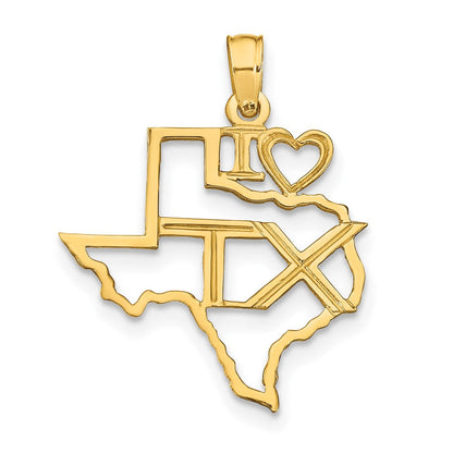 10K Gelbgold 10K Massiv Texas State Anhänger