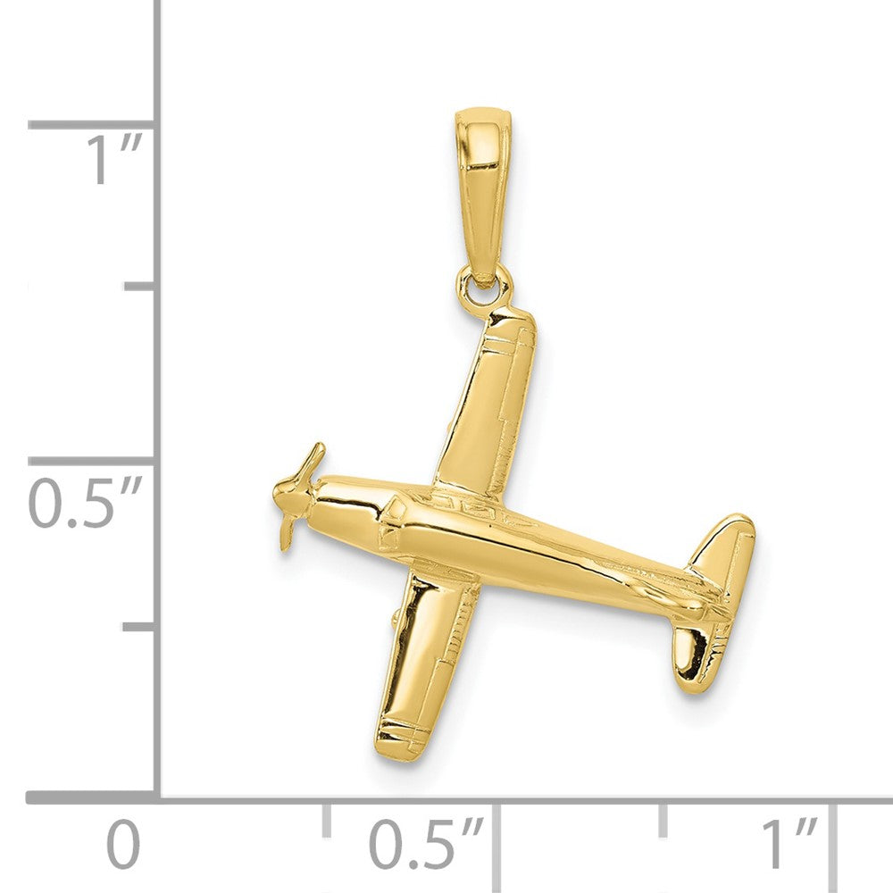 10K Gelbgold 3-d Low-wing Flugzeug Anhänger