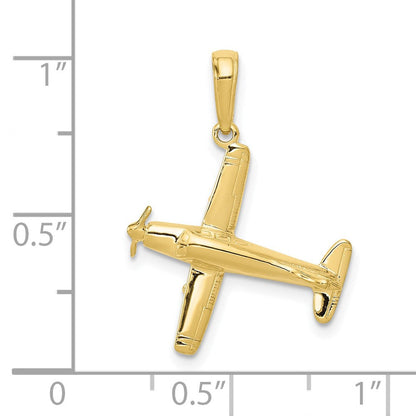 10K Gelbgold 3-d Low-wing Flugzeug Anhänger