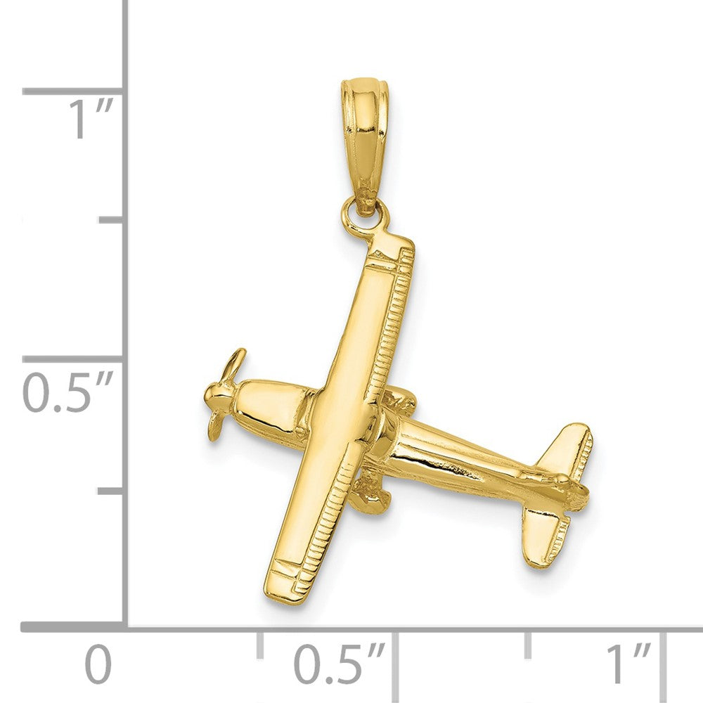 10K Gelbgold 3-d Hoch-wing Flugzeug Anhänger