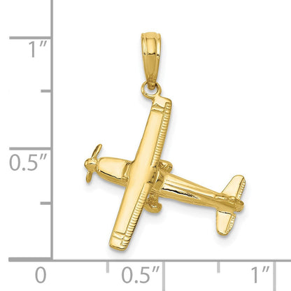 10K Gelbgold 3-d Hoch-wing Flugzeug Anhänger