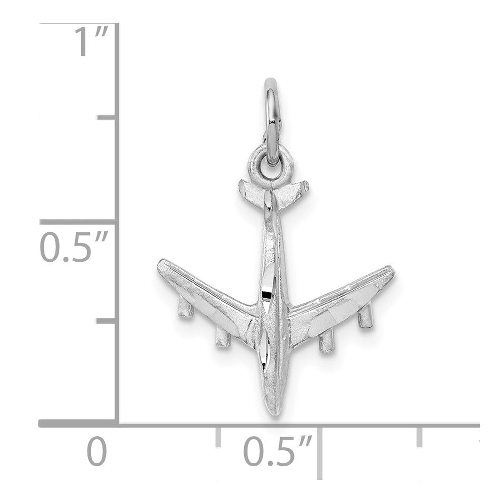 10K Weißgold 3-d Flugzeug Charm