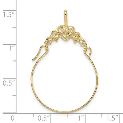 10K Gelbgold Poliert Filigran Herz Charm Halter