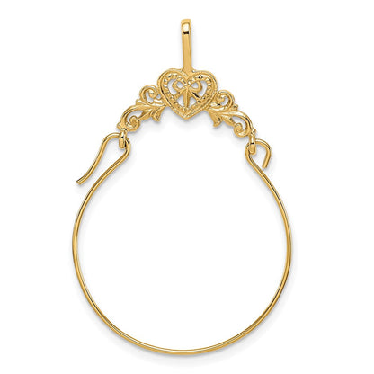 10K Gelbgold Poliert Filigran Herz Charm Halter