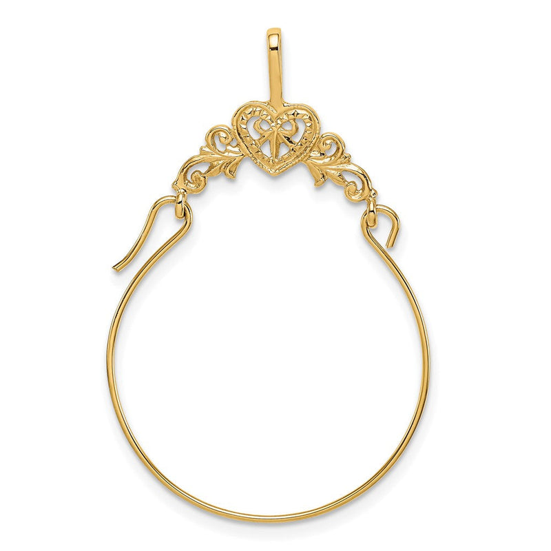10K Gelbgold Poliert Filigran Herz Charm Halter