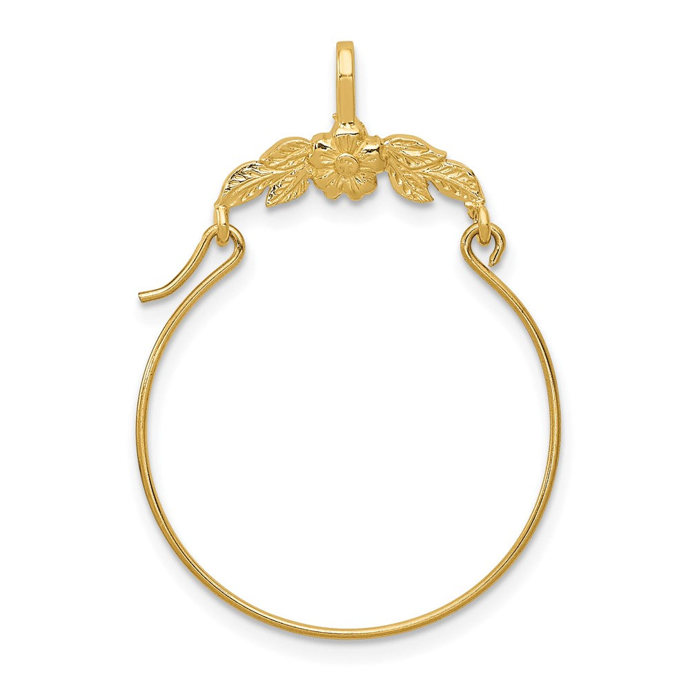 10K Gelbgold Poliert Blumen Charm Halter
