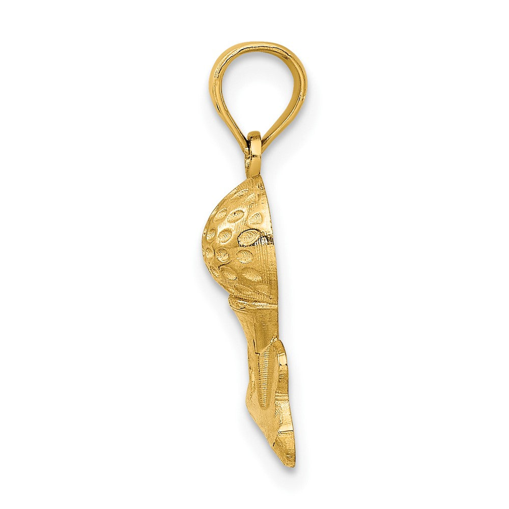 10K Gelbgold Massiv Poliert Golfing Charm