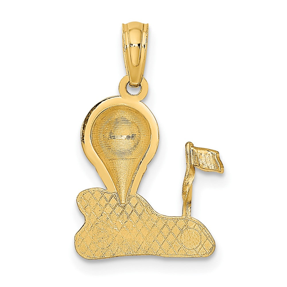 10K Gelbgold Massiv Poliert Golfing Charm