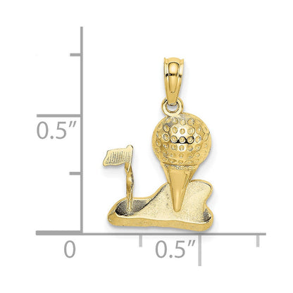 10K Gelbgold Massiv Poliert Golfing Charm