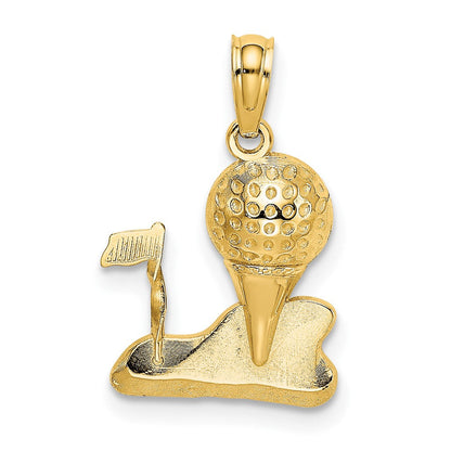 10K Gelbgold Massiv Poliert Golfing Charm