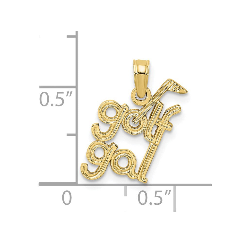 10K Gelbgold 10K Massiv Poliert Golf Gal Charm