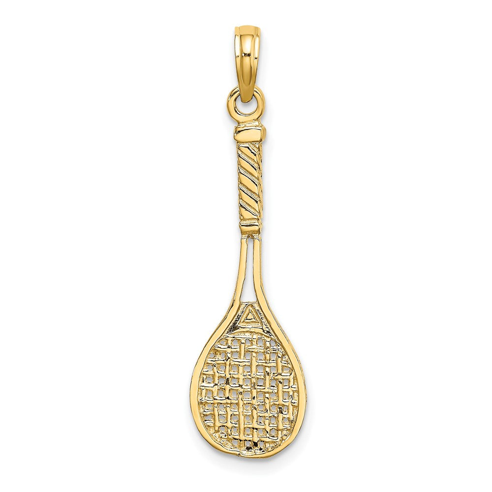 10K Gelbgold 10K Massiv Poliert 3-d Tennis Schläger Charm