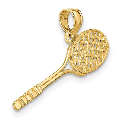 10K Gelbgold 10K Massiv Poliert 3-d Tennis Schläger Charm
