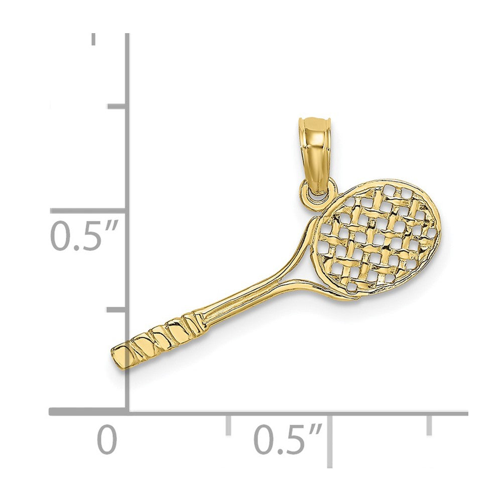 10K Gelbgold 10K Massiv Poliert 3-d Tennis Schläger Charm
