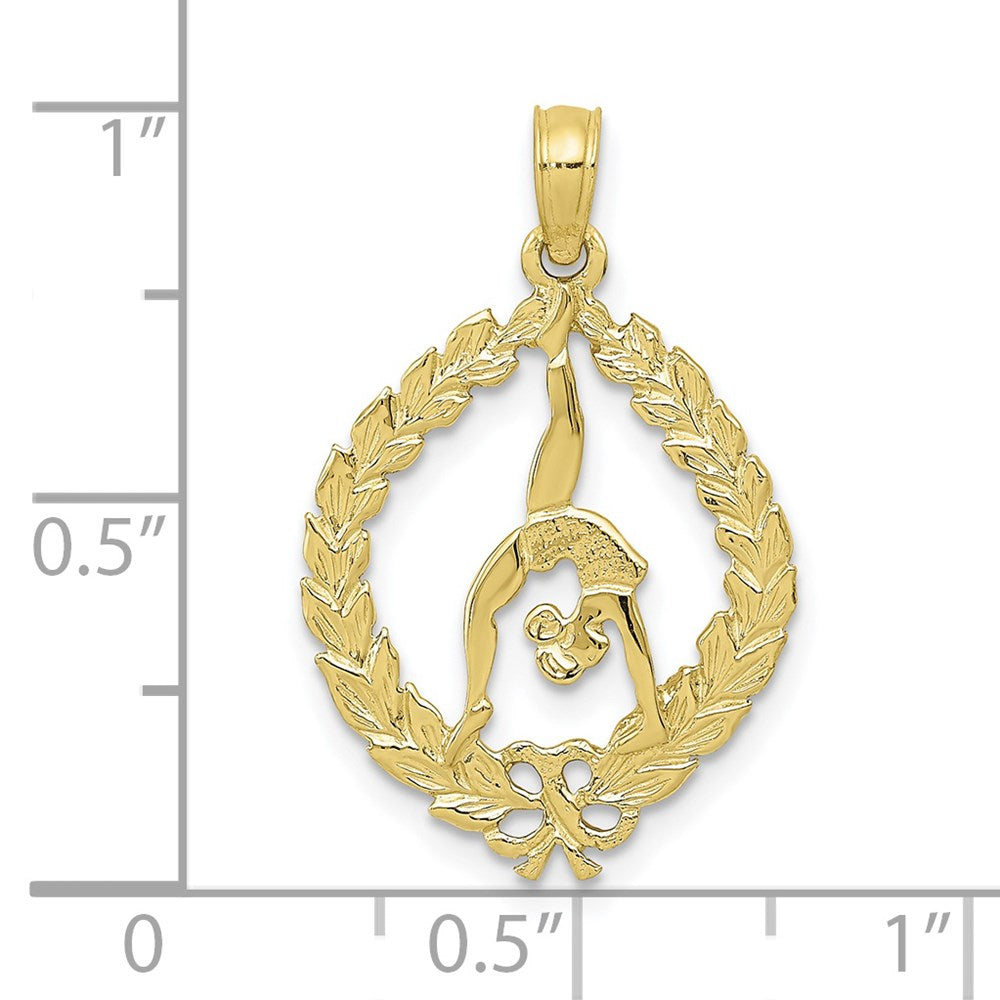 10K Gelbgold 10K Massiv Poliert Framed Gymnast Anhänger
