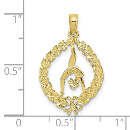 10K Gelbgold 10K Massiv Poliert Framed Gymnast Anhänger