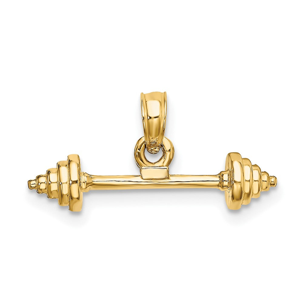 10K Gelbgold 10K Massiv Poliert 3-d Dumbbell Charm