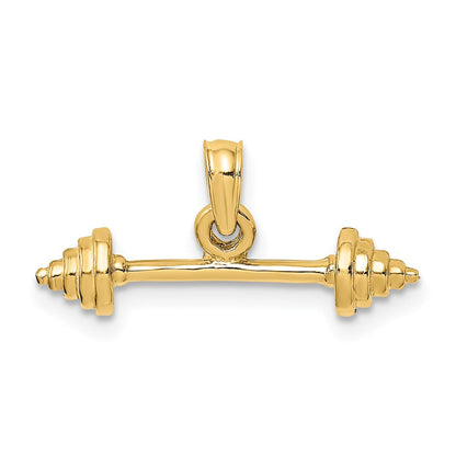10K Gelbgold 10K Massiv Poliert 3-d Dumbbell Charm