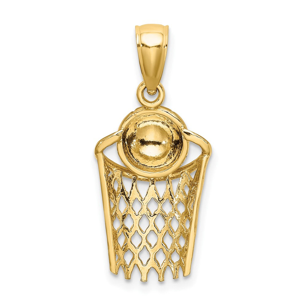 10K Gelbgold 10K Poliert Basketball und Net Charm