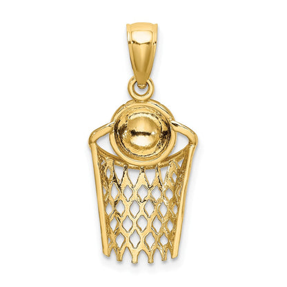 10K Gelbgold 10K Poliert Basketball und Net Charm