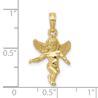 10K Gelbgold 3d Poliert Massiv Engel Anhänger