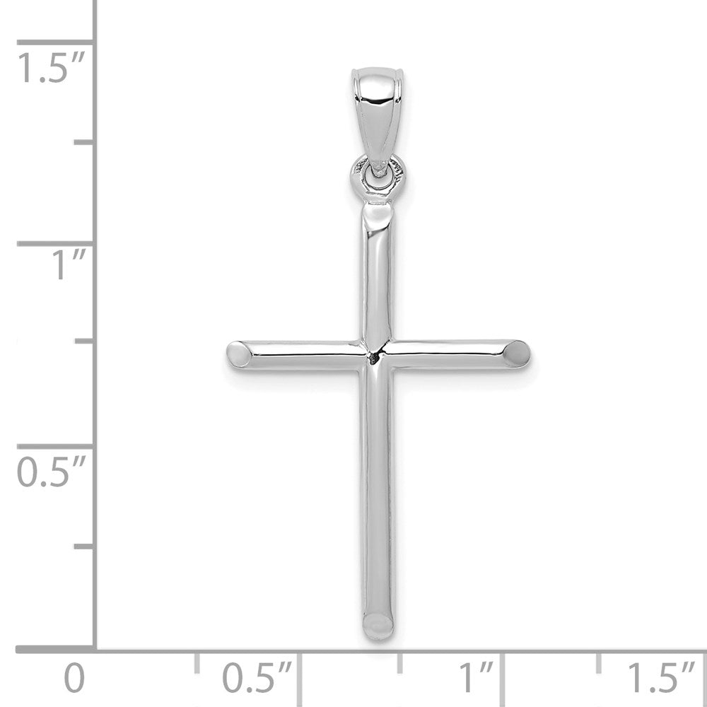 10K Weißgold Tubular Kreuz Anhänger