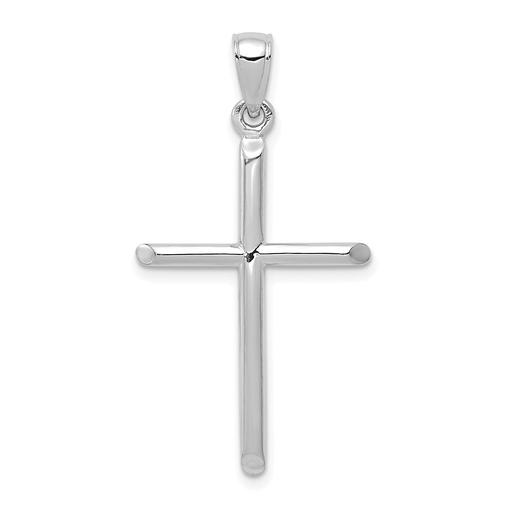 10K Weißgold Tubular Kreuz Anhänger
