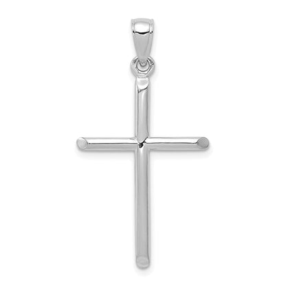 10K Weißgold Tubular Kreuz Anhänger