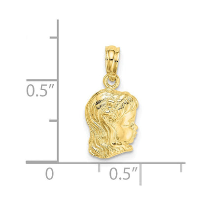 10K Gelbgold Mädchen Kopf Charm