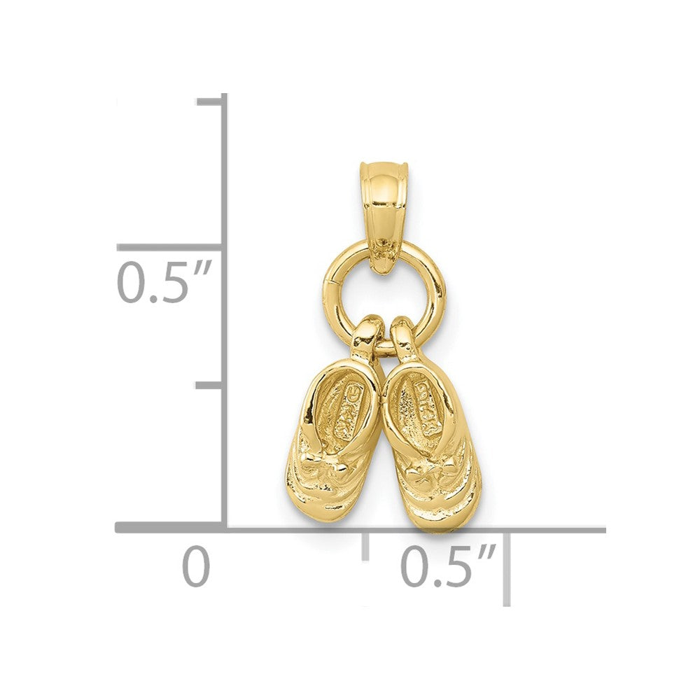 10K Gelbgold 3d Beweglich Baby Shoes Charm